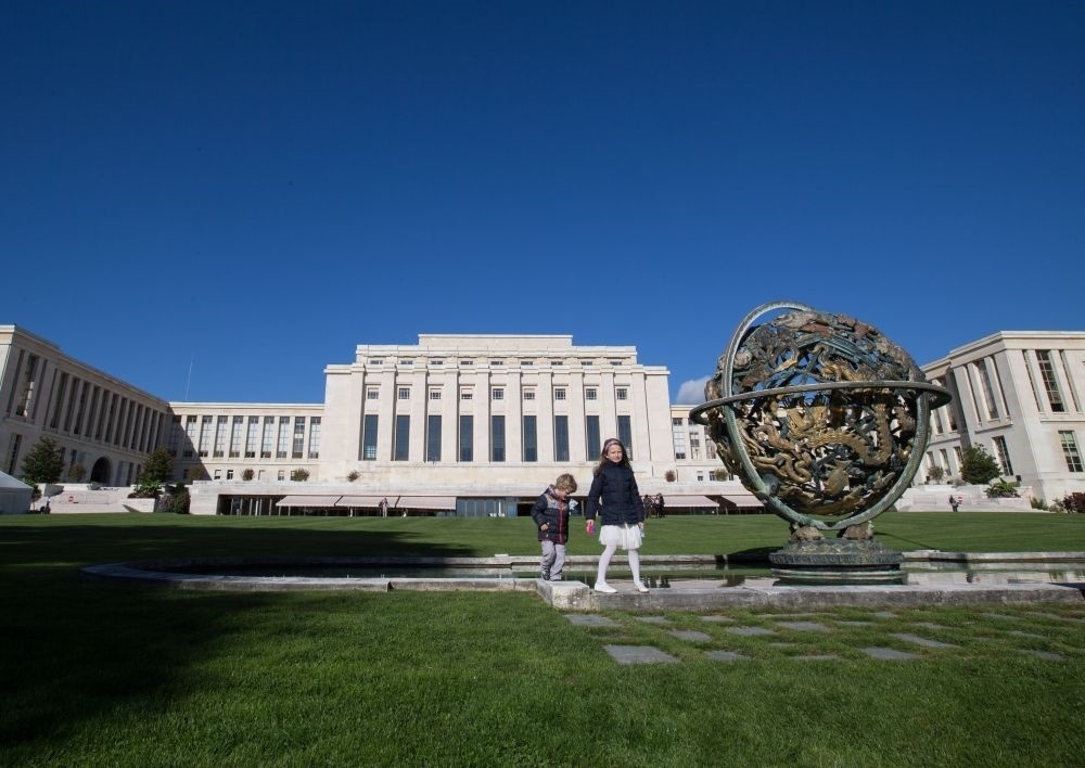 這是在瑞士日內(nèi)瓦拍攝的聯(lián)合國萬國宮外景（2017年10月7日攝）。新華社記者 徐金泉 攝