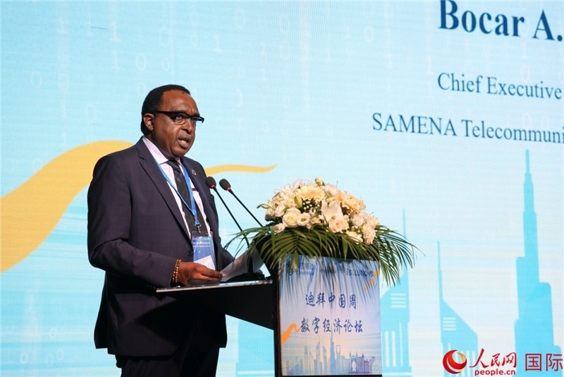 SAMENA電信協(xié)會首席執(zhí)行官博卡爾致辭。人民網(wǎng)記者任皓宇攝