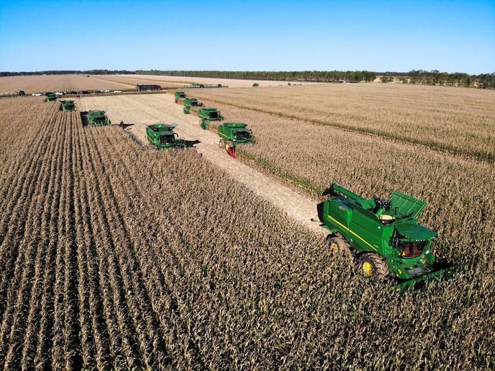 9月20日在位于黑龍江雙鴨山市友誼縣的北大荒農(nóng)業(yè)股份有限公司友誼分公司一地塊拍攝的秋收現(xiàn)場（無人機照片）。新華社記者 王松 攝