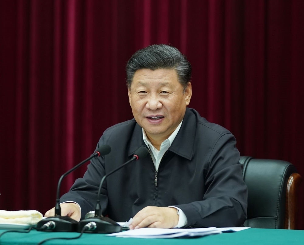 2019年9月18日上午，中共中央總書記、國家主席、中央軍委主席習(xí)近平在鄭州主持召開黃河流域生態(tài)保護(hù)和高質(zhì)量發(fā)展座談會并發(fā)表重要講話。新華社記者 謝環(huán)馳 攝