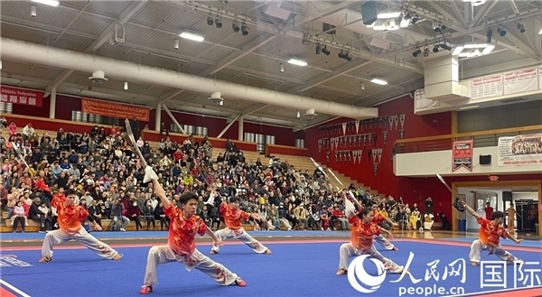 中國武術(shù)隊員表演現(xiàn)場。人民網(wǎng)記者 鄧圩攝