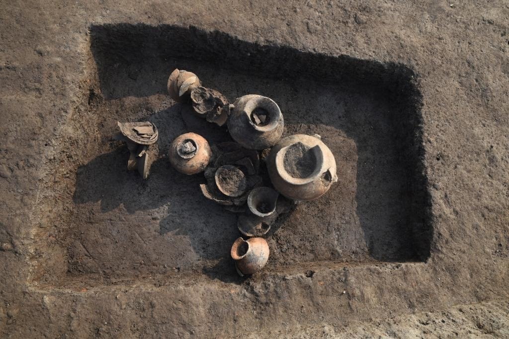 汶溪遺址河姆渡文化晚期墓葬。寧波市文化遺產(chǎn)管理研究院供圖