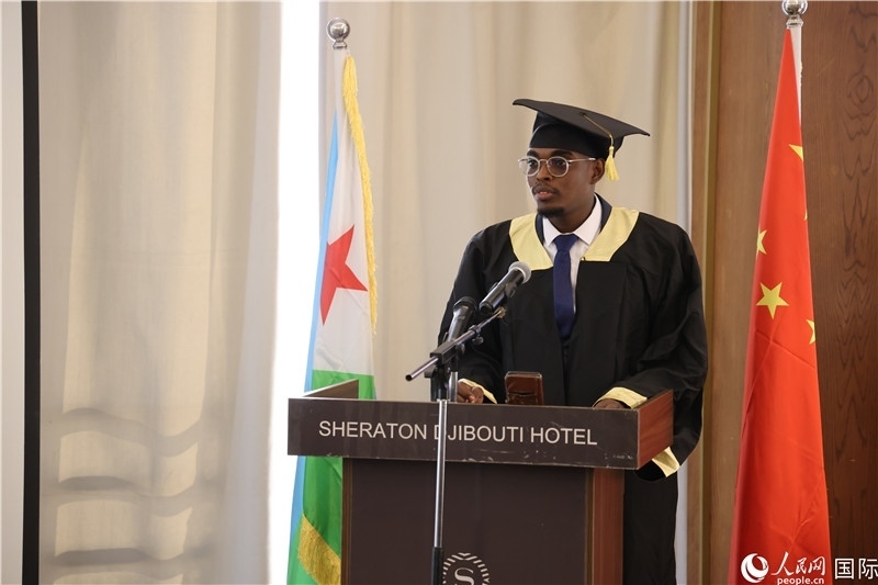 吉布提魯班工坊2023屆畢業(yè)生代表發(fā)言。人民網(wǎng)記者 張志文攝