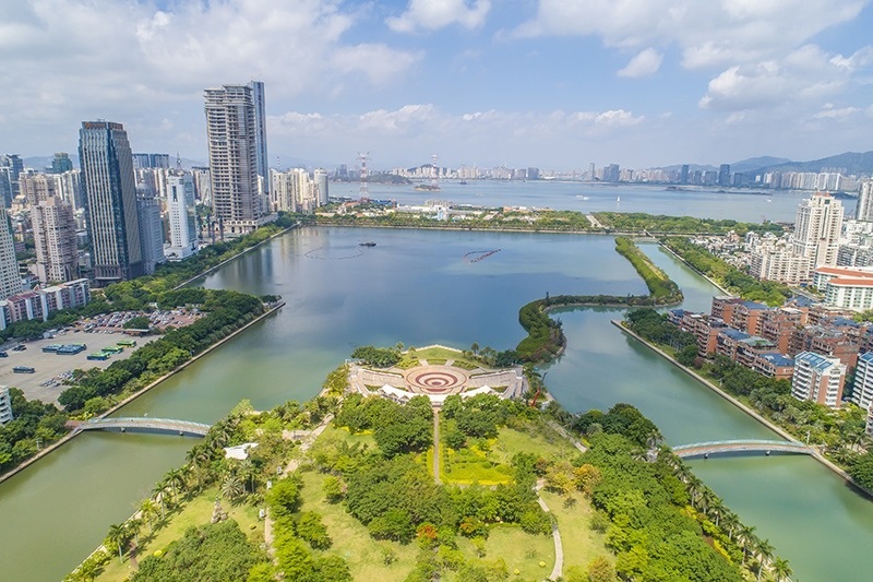 2021年5月15日，廈門，航拍筼筜湖，景色優(yōu)美。