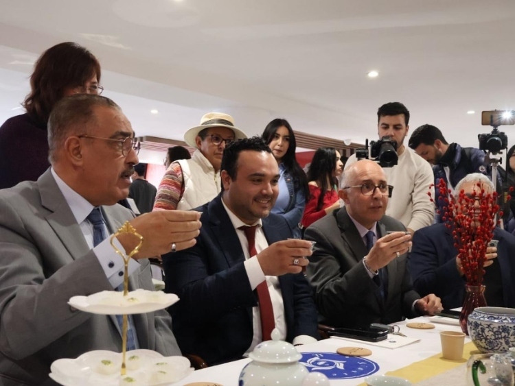 觀眾興致勃勃地體驗茶藝。陳芷珊攝