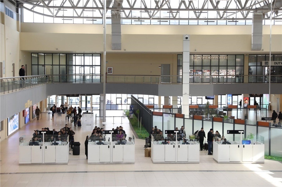 3月24日，扎門烏德口岸通關(guān)現(xiàn)場(chǎng)。駐蒙古使館供圖