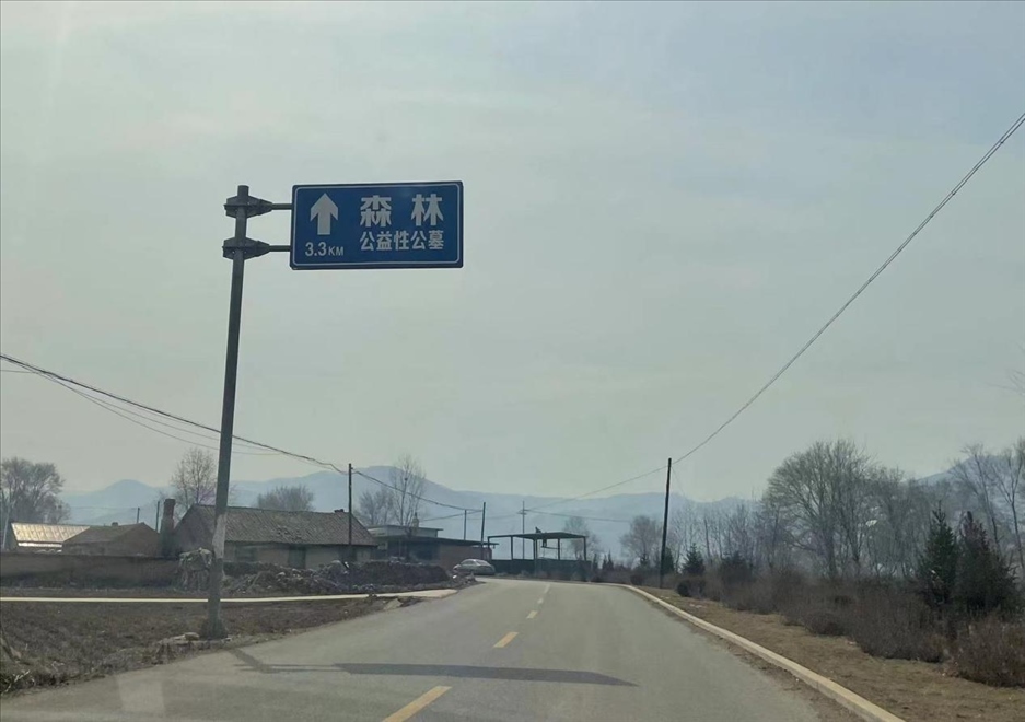 通往森林紀(jì)念園公墓的路上，指示牌標(biāo)注“公益性公墓”  （白杰戈攝）