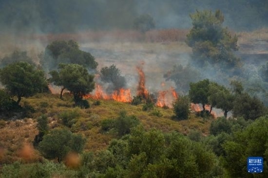 6月12日，以色列北部加利利地區(qū)遭受火箭彈襲擊后冒出滾滾濃煙。新華社發(fā)（阿亞爾·馬戈林?jǐn)z/基尼圖片社）