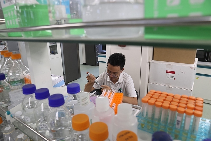 在三亞崖州灣科技城，一名青年科技工作者正在進(jìn)行科研工作。