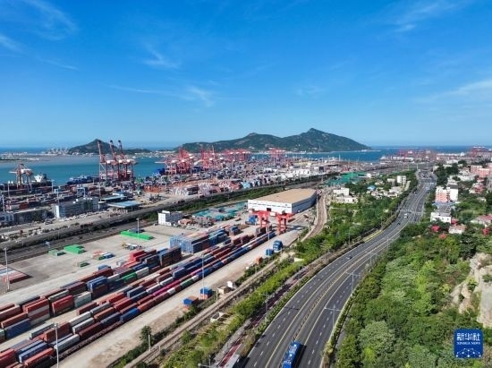 這是6月26日拍攝的中哈連云港物流合作基地（無人機照片）。新華社記者 季春鵬 攝