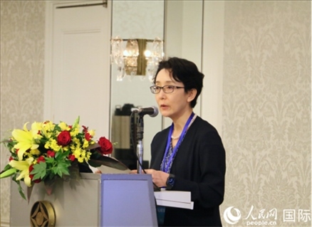 日本貿(mào)易振興機(jī)構(gòu)（JETRO）企劃部海外地區(qū)戰(zhàn)略主管日向裕彌致辭。人民網(wǎng) 許可攝