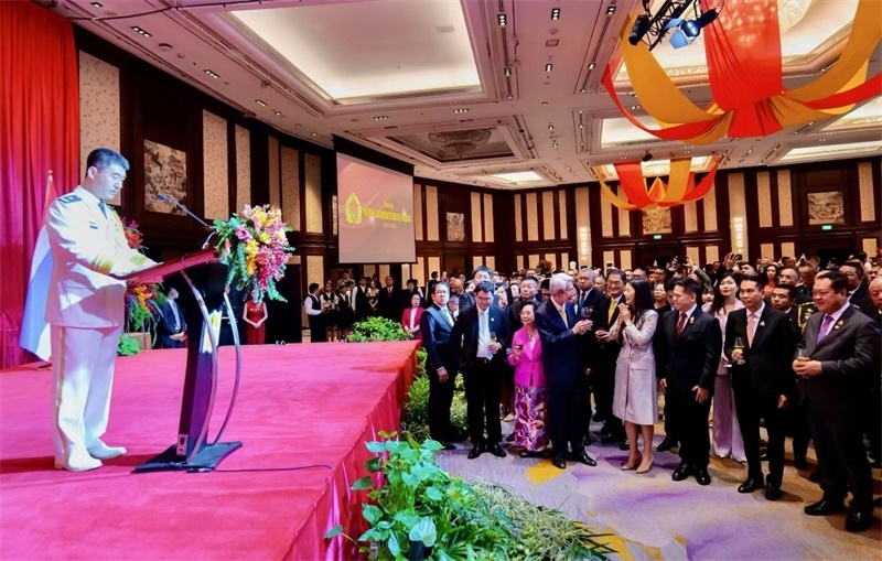 以上圖片均由使館提供，內(nèi)容說明：駐泰使館舉行慶祝建軍97周年招待會現(xiàn)場。