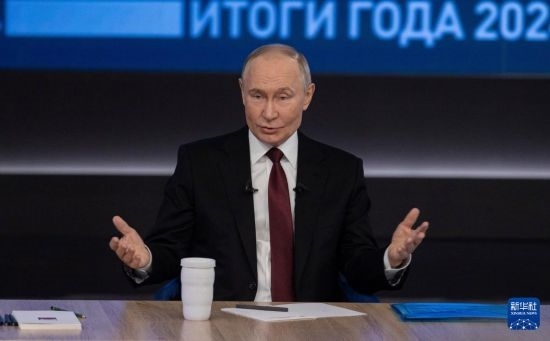 12月19日，在俄羅斯首都莫斯科，俄羅斯總統(tǒng)普京在“年度盤(pán)點(diǎn)”活動(dòng)上講話。新華社記者 白雪騏 攝