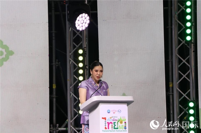 泰國旅游局局長塔佩妮在開幕式上致辭。朱瀟逸攝