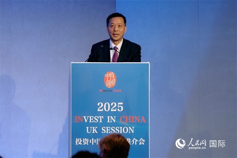 中國駐英國大使館經(jīng)濟(jì)商務(wù)公使余本林發(fā)表致辭。楊浩鵬攝